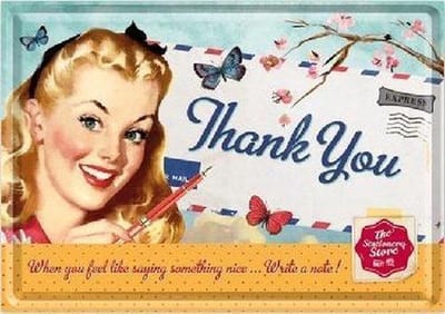 Thank You Metalen Postcard 10 x14 cm.