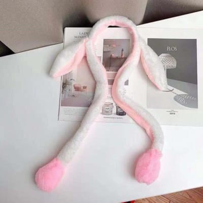 Konijnenoren Hoofdband Bewegend Schattig Warm Pluche Airbag Konijn Grappig Zoet Cadeau Verplaatsbare Accessoires Voor Vrouwen Meisjes Kinderen gray