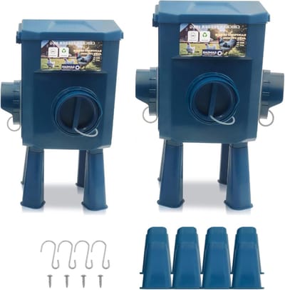 Kippenvoederdispenser - Voerautomaat Kip - Kippenhok Onderhoud - Knaagdierbestendig Anti-Verspilling - 12 kg - Blauw