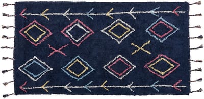 CORUM - Laagpolig vloerkleed - Zwart - 80 x 150 cm - Katoen