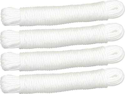 AMIG Touw - 4x - 15 meter - D3mm - polypropyleen - 50 kg - wit - waslijn - tuin