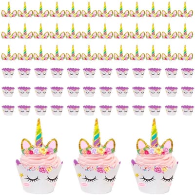 Dailygoods- Cakedecoraties 36 Stuks - Cartoon Cake Randen - Cakekaartinzetstukken - Feestbenodigdheden - Roze - Lichtgewicht Papier - Taartdecoraties