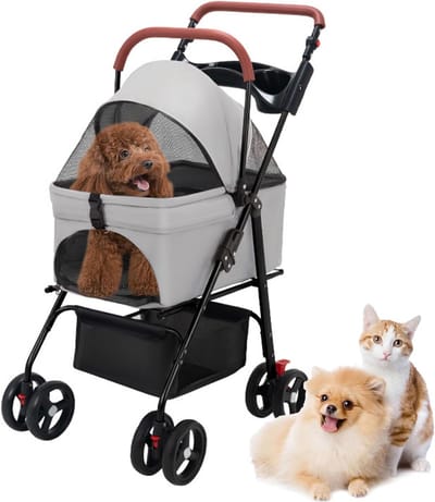 Huisdier Kinderwagen - Dierenbuggy - Comfortabel Reizen - Volledigevering - 50 x 57 x 101 cm - Zwart
