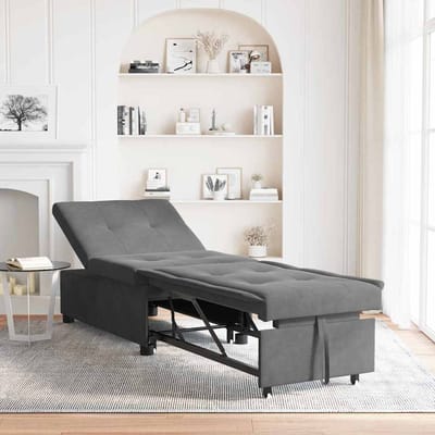 vidaXL - Uittrekbare - Slaapbank - Donkergrijs - 194 - x - 67 - x - 82 - cm - Microvezel
