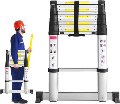 Telescopische Aluminium Ladder 3,2 m - Opvouwbaar met Stabilisatie