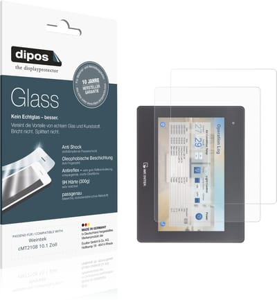 dipos – 2x Matte Pantserfolie geschikt voor Weintek cMT2108 10.1 Zoll | 9H Screenprotector