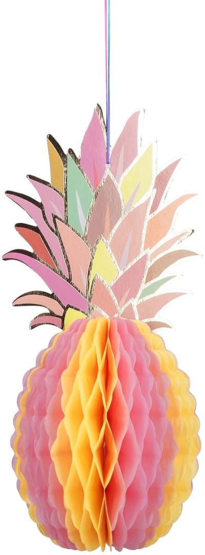 ARTYFETES - Honingraat papieren hangdecoratie Ananas meerkleurig 30 cm met vergulding