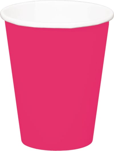 Folat Feest drinkbekers - 16x stuks - fuchsia roze - papier - 350 ml - verjaardag/party