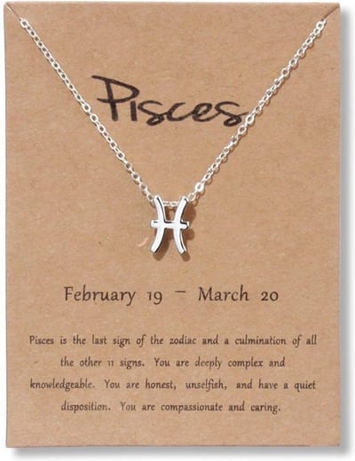 Bixorp Stars Vissen / Pisces Ketting - Zilverkleurige Ketting op Cadeau Kaartje - Sterrenbeeld / Zodiac Hanger