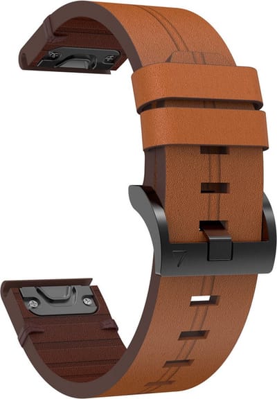 Leren bandje - geschikt voor Garmin Fenix 5 / 5 Plus / 6 / 6 Pro / 7 / 7 Pro / 8 (47 mm) / E (47 mm) / Epix (Pro) (2) 47 mm / Quatix 5 / 6 / 7 / 7 Pro / Approach S60 / S62 / S70 47 mm / MARQ / D2 Delta / D2 Mach 1 / Descent G1 - bruin