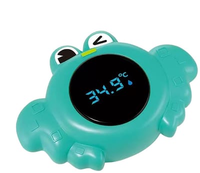 Badkamertemperatuurmeter Kinderen - Badthermometer Dier - Veilig Baden Controleren - Drijvend Dierontwerp - 12 cm - Krabgroen