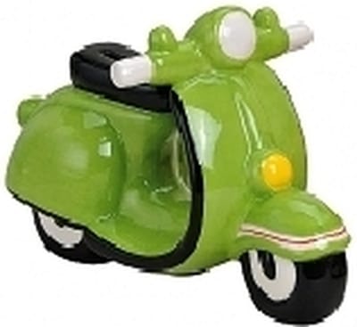 Spaarpot scooter - groen - 20 x 10 cm - polystone - rubber dop - Vespa look