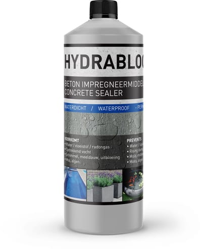 Kelder waterdicht maken - Vijver waterdicht maken - Beton impregneermiddel - Wateroverlast - Optrekkend vocht - Opstijgend vocht - Waterbasis - Transparant - Hydrablock Pro 1L (4m2) -
