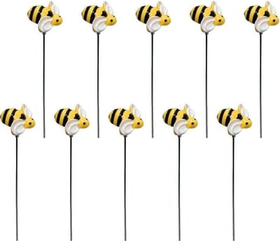 Tuinstekers Bijen - Decoratie Staven - Buiten Decoratie - Weerbestendig Hars - 10 Stuks - Geel Zwart
