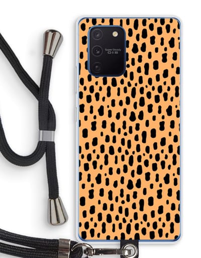 Case Company® - Hoesje met koord geschikt voor Samsung Galaxy Note 10 Lite hoesje met Koord - Panter - Telefoonhoesje met Zwart Koord - Bescherming aan alle Kanten en Over de Schermrand
