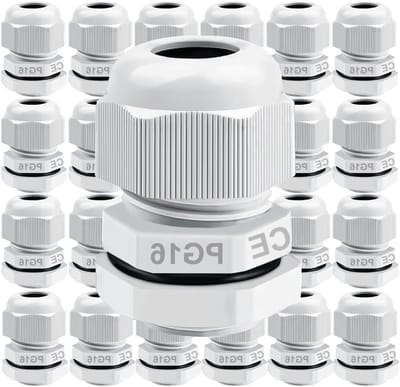 26-delige PG16 Kabeldoorvoer Set, IP68 Waterdichte Verstelbare Kabeldoorvoeren 9-14mm met Afdichtingen (Wit)
