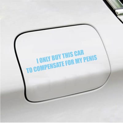 Bumpersticker - I Only Buy This Car - 3,5 X 19,6 - Licht Blauw