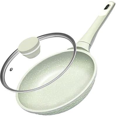 Anti-aanbakpan 20 cm - Gecoate Braadpan met Deksel voor Vetvrij Braden | Geschikt voor Gas- en Inductiekookplaten