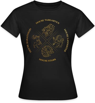 Game Of Thrones Houses Targaryen Lannister Stark T-Shirt Dames