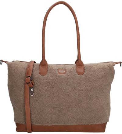 Charm London Buckingham teddy Laptoptas 15,6 inch - Shopper - Schoudertas - Crossbody - Taupe