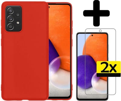 Hoesje - Met 2x Screenprotector - Geschikt voor Samsung Galaxy A72 - Sterk & Shockproof - Back Cover - Siliconen Case - Telefoon Hoes - Telefoonhoesjes - Rood