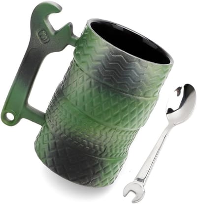 Grote keramische koffiemok met 3D handvat, 500ml - Perfect als cadeau voor vaders, autoliefhebbers en mechanics, ideaal voor thuis of op kantoor