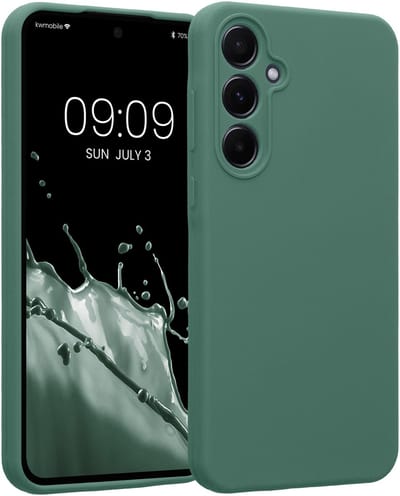 kwmobile telefoonhoesje geschikt voor Samsung Galaxy A55 5G - TPU backcover met siliconen coating - Smartphone case in dennengroen