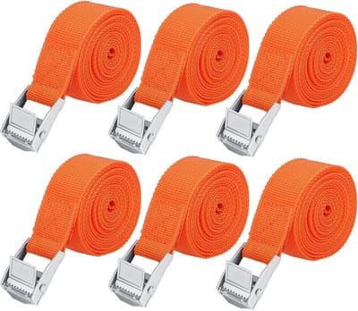 Verstelbare sjorbanden 6 stuks - 1 m, roestvrije bevestigingsriemen voor transport, camping en bagage