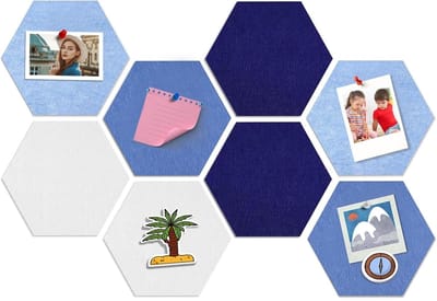 longziming -Zelfklevend Viltbord - Hexagon Prikbord - Zeshoekig Wandpaneel - Geen Gaten Boren - Verbergt Muurvlekken - Duurzaam Viltmateriaal - Modern Decoratief Ontwerp - Veelzijdig Voor Kantoor En Woonkamer - 8 Stuks