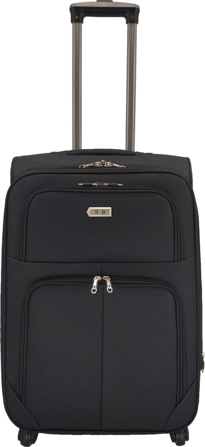 Bagage stoffen koffer 65cm 4 wielen trolley - Zwart