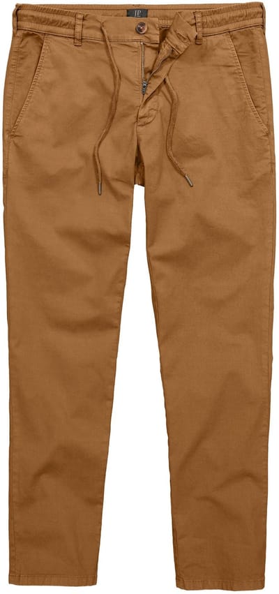 JP 1880 - Heren - chino FLEXNAMIC® business elastische tailleband tot maat 72 - Goudbruin - Maat 70