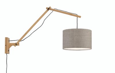 Good&Mojo Bamboe LED Wandlamp Andes | 1X E27 Max 40W | Dark Linen