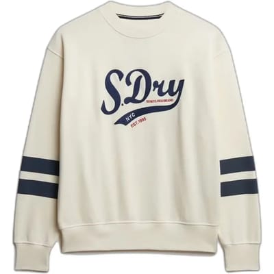 Superdry Varsity Script Boxy Crew Sweatshirt Crème Grootte: 38