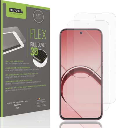 dipos FLEX – 2x Matte Screenprotector geschikt voor Realme 16T | Volledige Schermbescherming | Case-Friendly