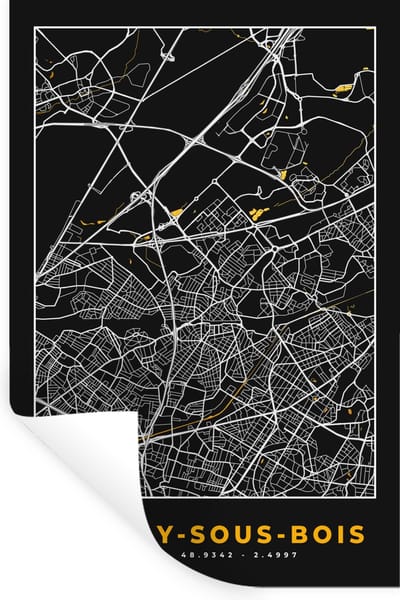 Muurstickers - Sticker Folie - Plattegrond – Kaart – Stadskaart – Frankrijk – Aulnay-sous-Bois - 20x30 cm - Plakfolie - Muurstickers Kinderkamer - Zelfklevend Behang - Zelfklevend behangpapier - Stickerfolie