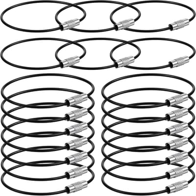 Set van 20 Sleutelhangers van RVS Draad met Draaisluiting voor Bagagelabels en Sleutels - 15 cm x 1,5 mm