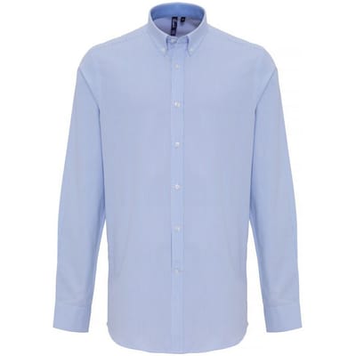 Premier Heren Katoen Rijke Oxford Stripe Shirt (Wit/lichtblauw)