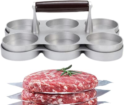 Burgerpers Hamburgerpers - Vleespatty Maker - Perfecte Burgers Maken - Antiaanbak Aluminium - 9.5 x 15.2 x 9.5 cm - Grijs