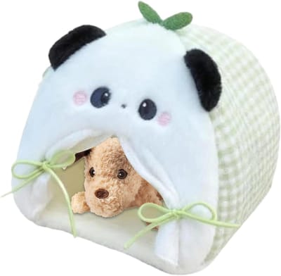 Poppenbed Speelgoed - Miniatuur Meubels - Fantasie Spelen - Zacht Pluche Materiaal - 20 x 10 x 5 cm - Panda