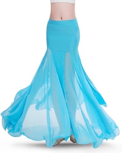 Sexy Chiffon Buikdansrok voor Vrouwen - Lange Maxi Rok voor Oriental Dance, Buikdans Kostuum en Dansoutfit in Zwart