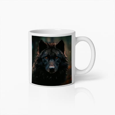 Zwarte Wolf Koffiemok – Wilde Dierenliefhebber Cadeau Mok