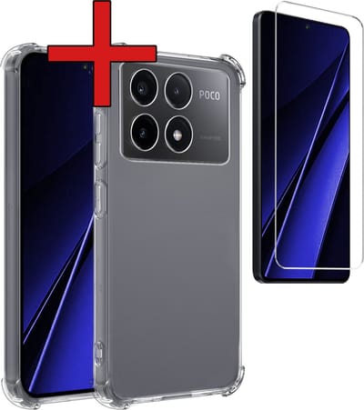 Hoesje - Met Screenprotector - Geschikt voor Xiaomi Poco X6 Pro 5G - Sterk & Shockproof - Back Cover - Siliconen Case - Telefoon Hoes - Shock Proof - Telefoonhoes - Transparant