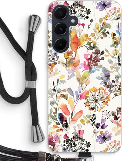 Case Company® - Hoesje met koord geschikt voor Samsung Galaxy A55 hoesje met Koord - Wilde grassen - Telefoonhoesje met Zwart Koord - Bescherming aan alle Kanten en Over de Schermrand