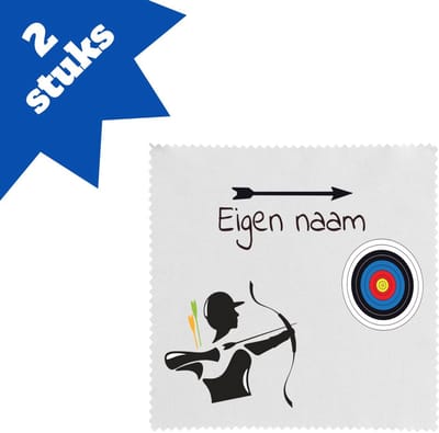 Akyol - boogschieten met eigen naam - brillendoekjes - Sport - boogschieters - cadeau - verjaardag - geschenk - gepersonaliseerde jongens en meisjes - 17,8 bij 17,8 cm - 2 stuks