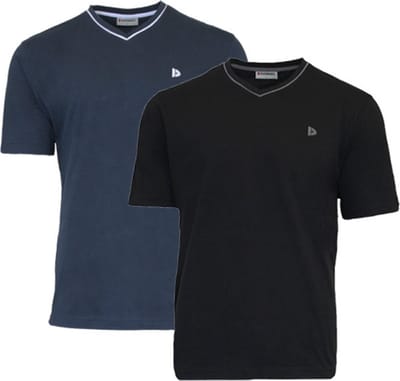 2-Pack Donnay - T-shirt (Jason) - Sportshirt - V- Hals shirt - Heren - Black/Navy (919) - maat S