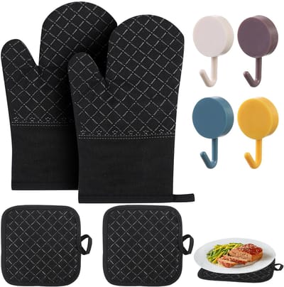 Unyqoos® Hittebestendige Katoenen Ovenwanten Set voor Koken, Bakken en Barbecueën met Accessoires