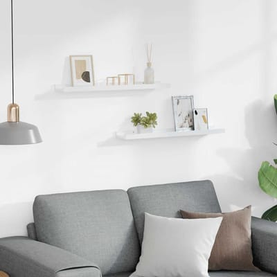 vidaXL - Wandschappen - 2 - st - 60x9x3 - cm - hoogglans - wit