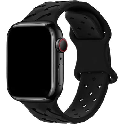 123watches bandje - gevlochten siliconen - zwart - 38 · 40 · 41 & 42 mm - Geschikt voor Apple Watch series 1/2/3/4/5/6/7/8/9/10/11/12/SE/SE2/SE3