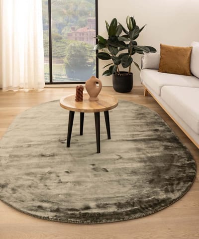 Viscose vloerkleed ovaal - Pearl olijfgroen 120x180