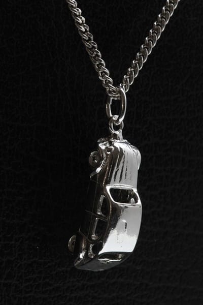 Zilveren Citroën 2CV Lelijk eend 3D ketting hanger